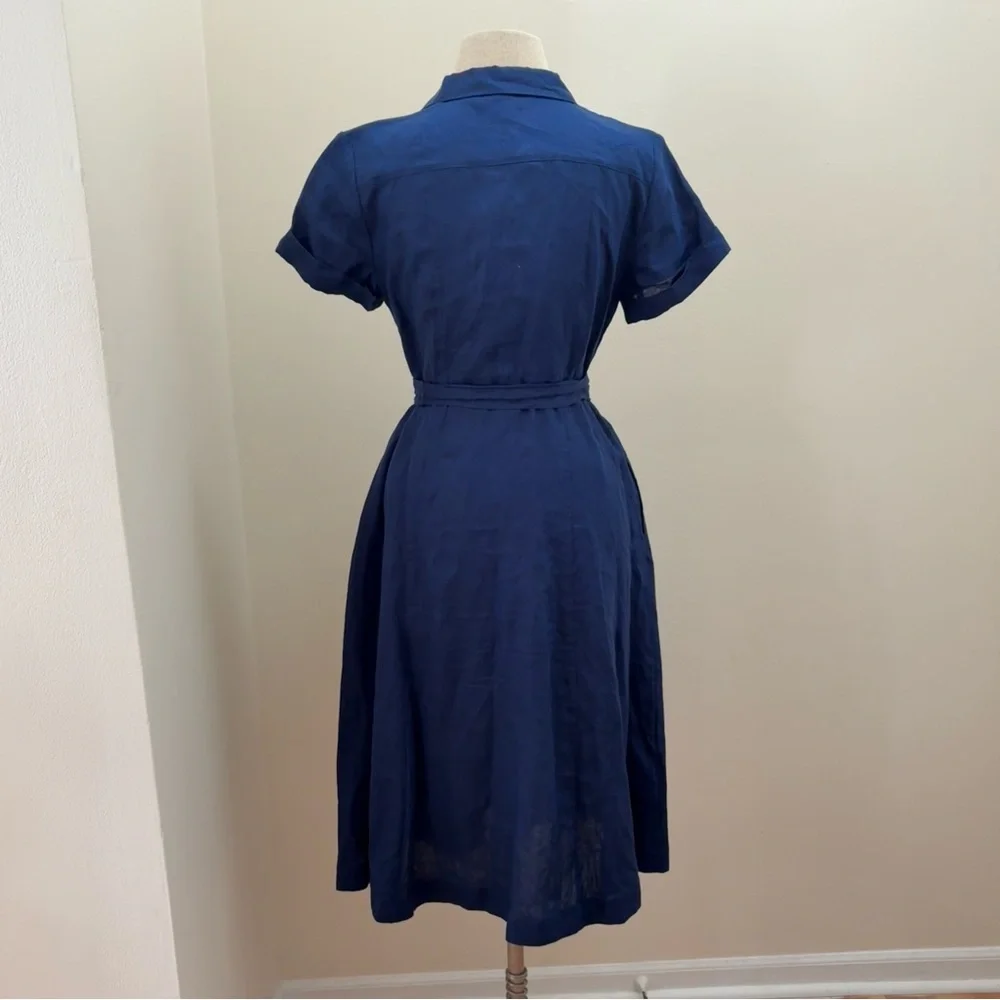 Tuckernuck Hill House Navy 100% Linen Lily Shirt Dress Size XS Nautical Coastal - Picture 5 of 16